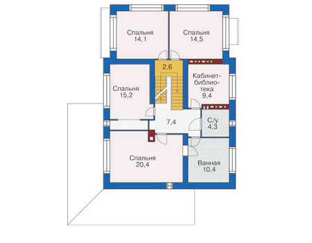 Планировка второго этажа :: Проект дома из газобетона 53-74