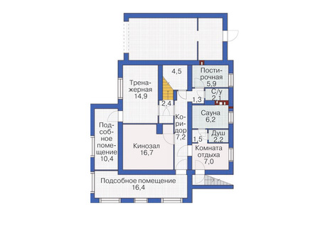 Планировка цокольного этажа :: Проект дома из газобетона 53-74