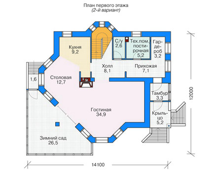 Планировка цокольного этажа :: Проект дома из газобетона 53-78