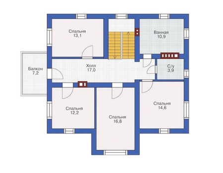 Планировка второго этажа :: Проект дома из газобетона 53-91