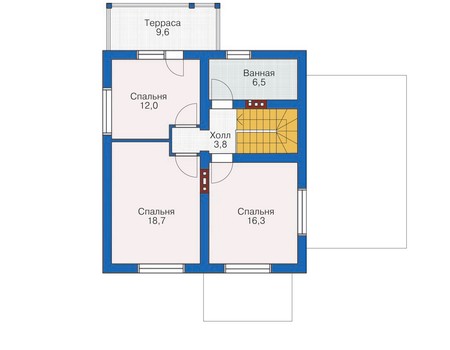 Планировка второго этажа :: Проект дома из газобетона 53-95