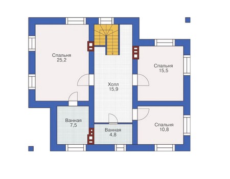 Планировка мансардного этажа :: Проект дома из газобетона 53-99