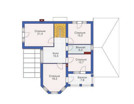 Планировка второго этажа :: Проект дома из газобетона 54-11