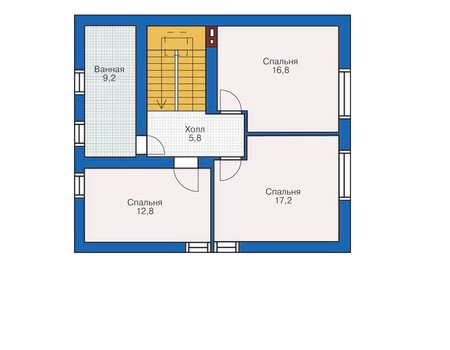 Планировка мансардного этажа :: Проект дома из газобетона 54-16