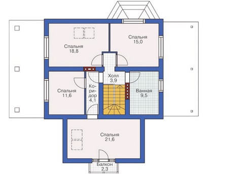 Планировка мансардного этажа :: Проект дома из газобетона 54-18