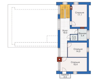 Планировка мансардного этажа :: Проект дома из газобетона 54-31