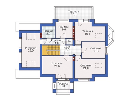 Планировка мансардного этажа :: Проект дома из газобетона 54-96