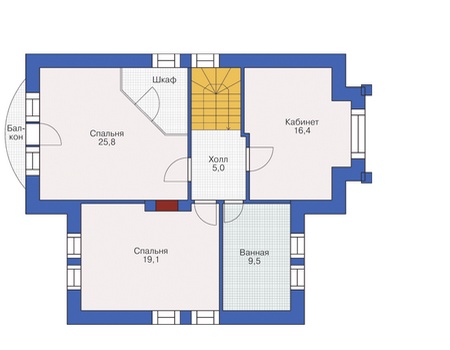 Планировка второго этажа :: Проект дома из газобетона 55-01