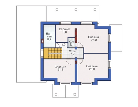 Планировка второго этажа :: Проект дома из газобетона 55-10