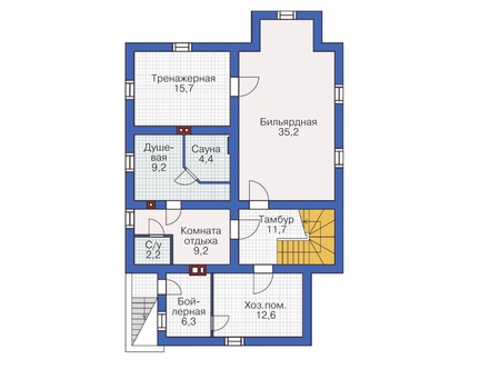 Планировка цокольного этажа :: Проект дома из газобетона 55-13