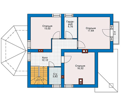 Планировка мансардного этажа :: Проект дома из газобетона 55-36