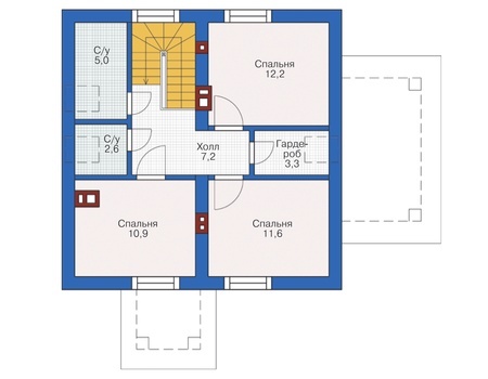 Планировка мансардного этажа :: Проект дома из газобетона 55-40