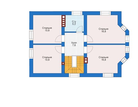 Планировка мансардного этажа :: Проект дома из газобетона 56-09