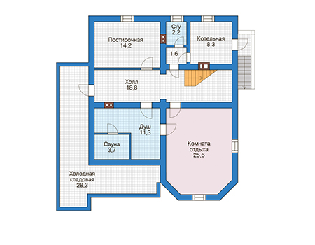 Планировка цокольного этажа :: Проект дома из газобетона 56-54