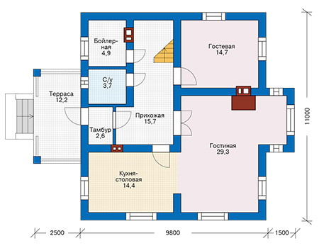 Планировка первого этажа :: Проект дома из газобетона 57-94