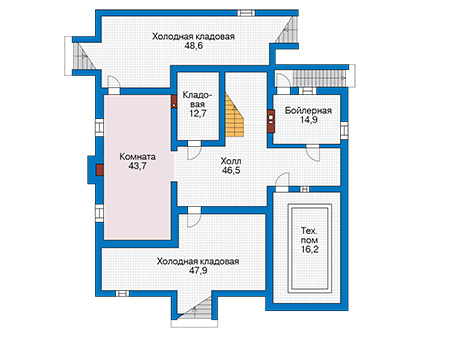 Планировка цокольного этажа :: Проект дома из газобетона 58-04