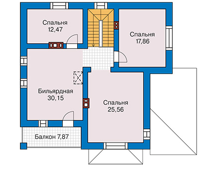 Планировка второго этажа :: Проект дома из газобетона 58-69