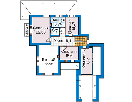 Планировка мансардного этажа :: Проект дома из газобетона 58-73