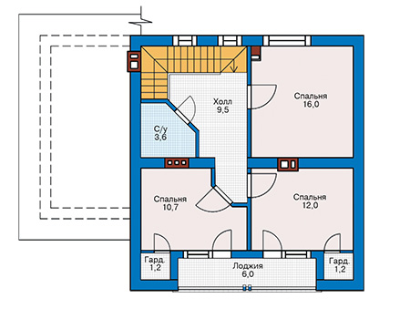 Планировка мансардного этажа :: Проект дома из газобетона 59-15
