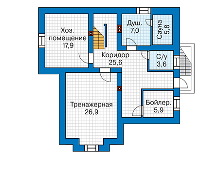 Планировка цокольного этажа :: Проект дома из газобетона 59-87