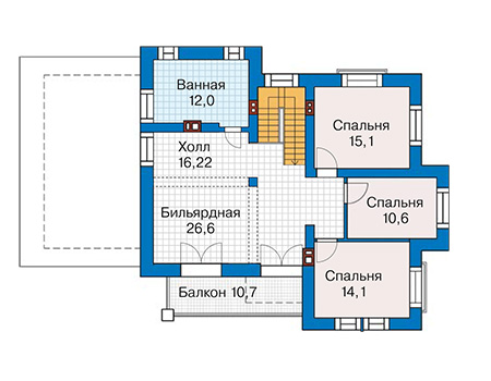 Планировка второго этажа :: Проект дома из газобетона 60-73