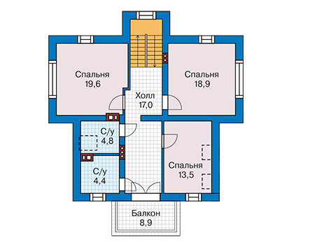 Планировка мансардного этажа :: Проект дома из газобетона 60-82