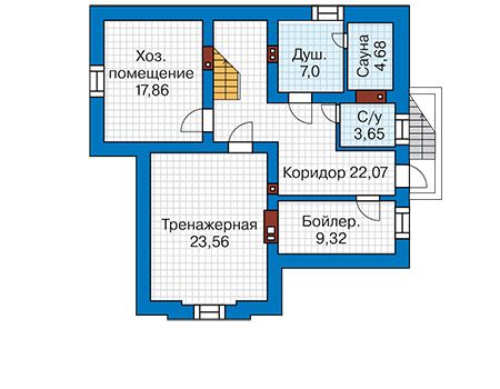 Планировка цокольного этажа :: Проект дома из кирпича 61-69