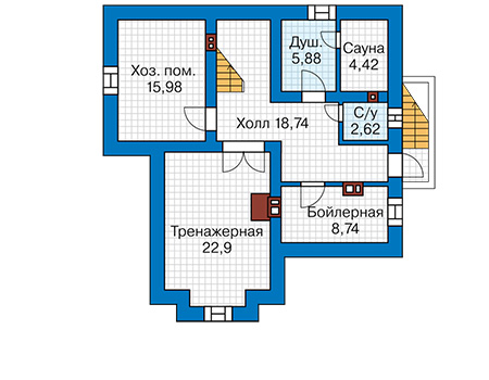 Планировка цокольного этажа :: Проект дома из газобетона 62-17