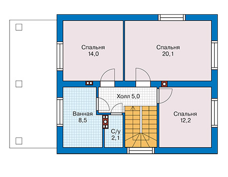 Планировка мансардного этажа :: Проект дома из газобетона 63-50