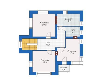 Планировка второго этажа :: Проект дома из газобетона 63-92