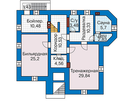 Планировка цокольного этажа :: Проект дома из газобетона 67-48
