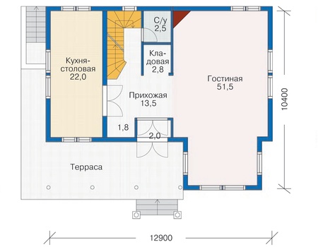 Планировка первого этажа :: Проект каркасного дома 70-20