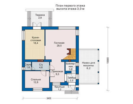 Планировка первого этажа :: Проект дома из кирпича 70-45