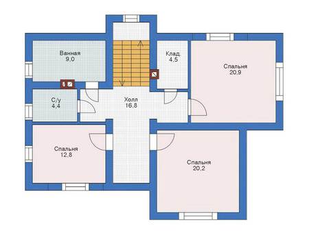 Планировка мансардного этажа :: Проект дома из кирпича 70-85