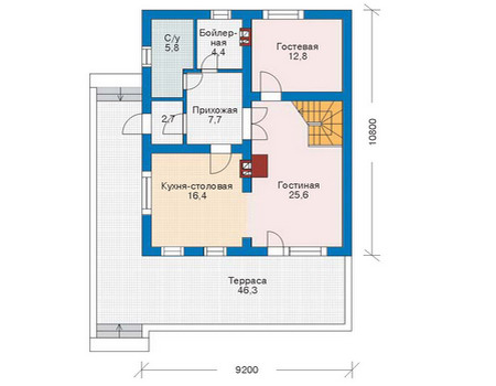 Планировка первого этажа :: Проект дома из кирпича 70-99