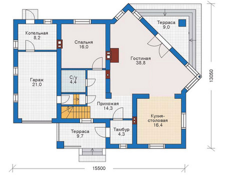 Планировка первого этажа :: Проект дома из кирпича 71-06