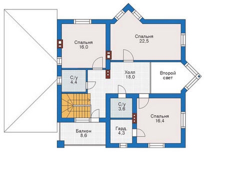Планировка второго этажа :: Проект дома из кирпича 71-06