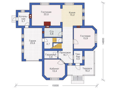 Планировка первого этажа :: Проект дома из кирпича 71-16