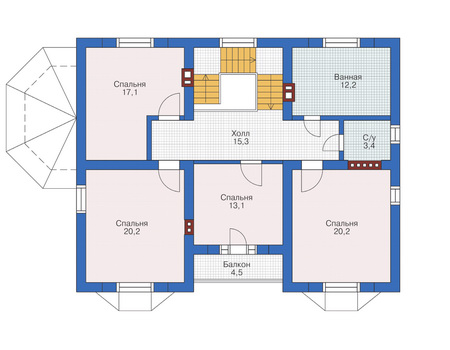 Планировка мансардного этажа :: Проект дома из кирпича 71-57