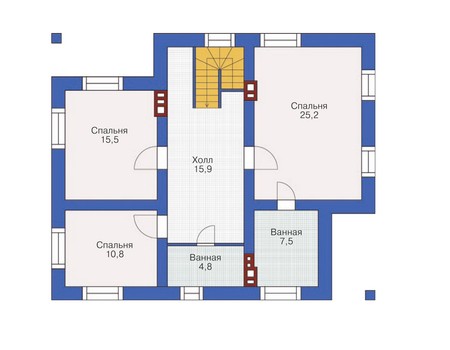 Планировка мансардного этажа :: Проект дома из кирпича 71-63
