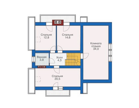 Планировка второго этажа :: Проект дома из кирпича 71-70