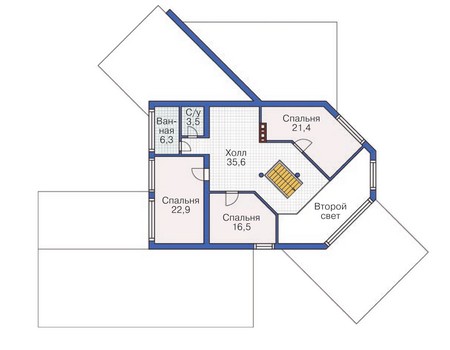 Планировка мансардного этажа :: Проект дома из кирпича 71-71