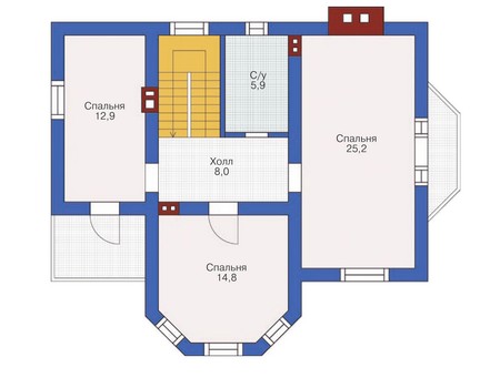 Планировка второго этажа :: Проект дома из кирпича 71-78