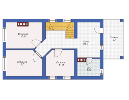 Планировка мансардного этажа :: Проект дома из кирпича 71-79