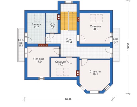 Планировка мансардного этажа :: Проект дома из кирпича 71-86