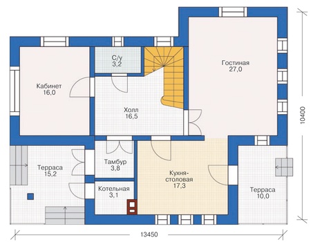 Планировка первого этажа :: Проект дома из кирпича 71-98