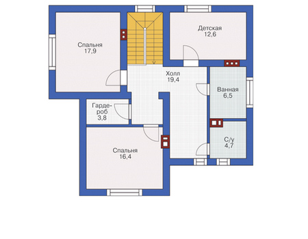 Планировка мансардного этажа :: Проект дома из кирпича 72-10