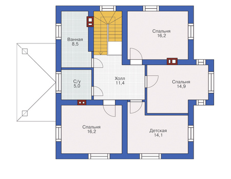 Планировка мансардного этажа :: Проект дома из кирпича 72-30