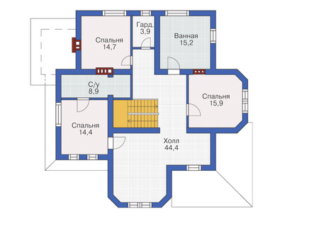Планировка второго этажа :: Проект дома из кирпича 72-31