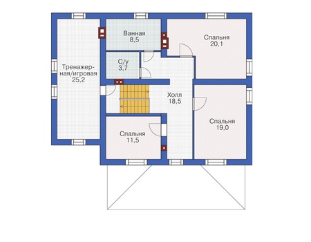 Планировка мансардного этажа :: Проект дома из кирпича 72-40